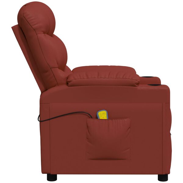 vidaXL Fauteuil de massage Rouge bordeaux Similicuir