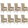 vidaXL Ensemble &agrave; manger de jardin et coussins 9 pcs beige Poly rotin