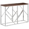 vidaXL Table console argent&eacute; acier inoxydable et bois de m&eacute;l&egrave;ze massif