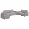 vidaXL Canap&eacute; 3 pc Gris nuage Tissu en lin m&eacute;lang&eacute;