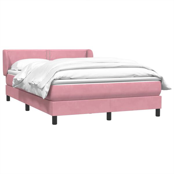 vidaXL Sommier à lattes de lit avec matelas rose 140x210 cm velours