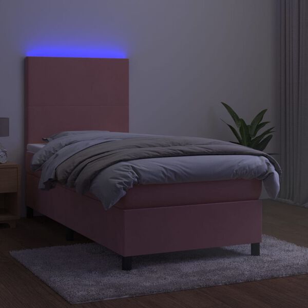 vidaXL Sommier &agrave; lattes de lit et matelas et LED Rose 80x200cm Velours