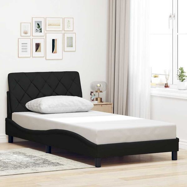 vidaXL Cadre de lit avec LED sans matelas noir 100x200 cm tissu