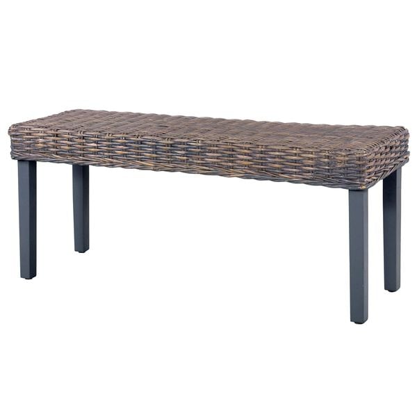 vidaXL Banc 110 cm Gris Rotin naturel kubu et bois d'acajou massif