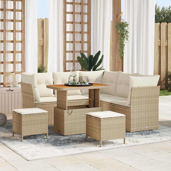 vidaXL Ensemble de canap&eacute; de jardin 8 pcs Beige polyrotin