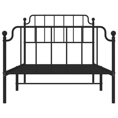 vidaXL Cadre de lit métal sans matelas avec pied de lit noir 100x190cm