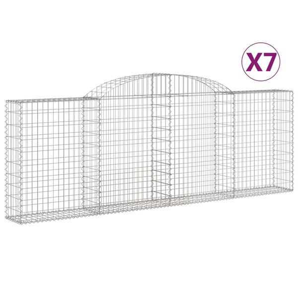 vidaXL Paniers &agrave; gabions arqu&eacute;s 7 pcs 300x30x100/120 cm fer galvanis&eacute;