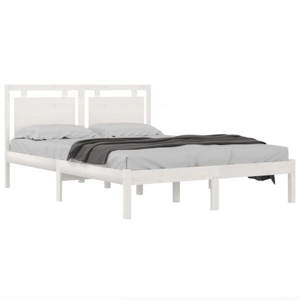 vidaXL Cadre de lit sans matelas blanc 200x200 cm bois massif