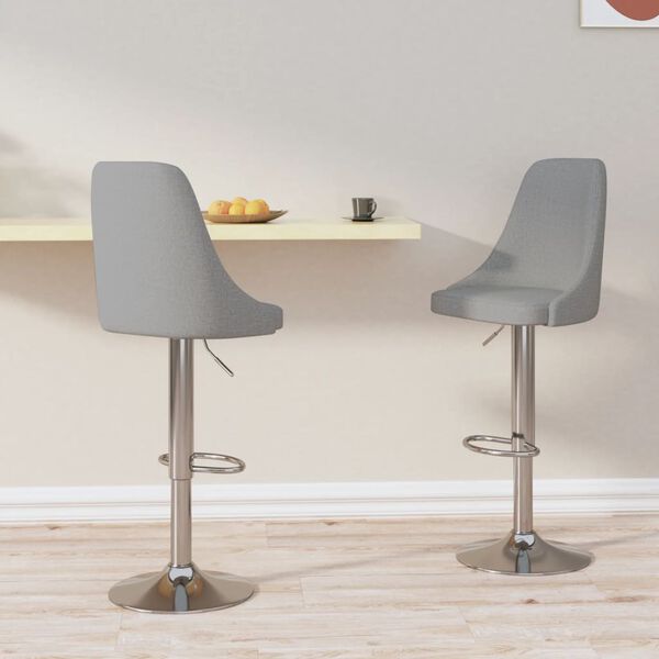 vidaXL Tabourets de bar lot de 2 gris clair tissu