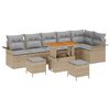 vidaXL Ensemble de canap&eacute; de jardin avec coussin 9 pcs Beige polyrotin