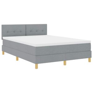 vidaXL Lit &agrave; ressort LED avec bandes LED Gris clair 140 x 190 cm tissu