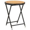vidaXL Table &agrave; th&eacute; Noir 60 cm R&eacute;sine tress&eacute;e et bois d'acacia solide