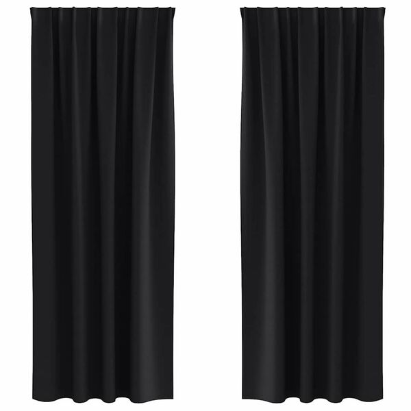 vidaXL Rideaux occultants avec anneaux 2 pcs Noir 260 x 140 cm