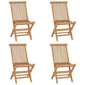 vidaXL Chaises pliantes 4 pi&egrave;ces en teck massif