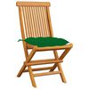 vidaXL Chaises de jardin et coussins vert lot de 8 Bois de teck massif