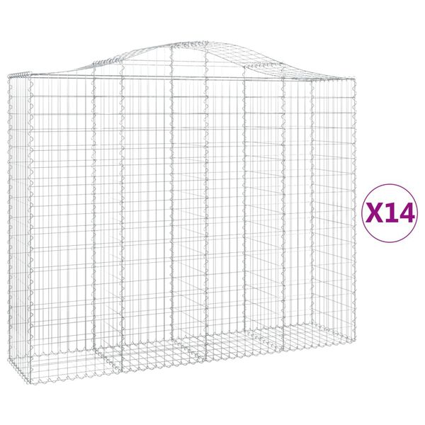 vidaXL Paniers &agrave; gabions arqu&eacute;s 14 pcs 200x50x160/180 cm Fer galvanis&eacute;