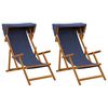 vidaXL Chaise Longue 2 pcs 3 Position Bois d'eucalyptus massif Bleu
