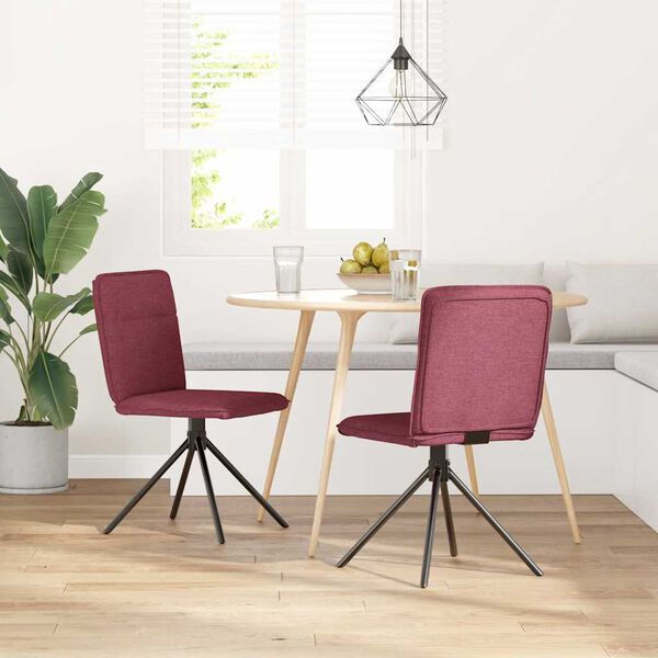 vidaXL Chaises &agrave; manger lot de 2 rouge bordeaux tissu