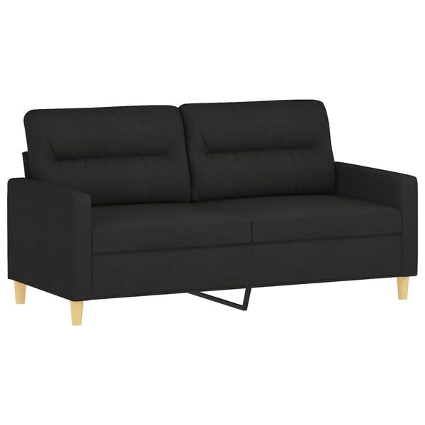 vidaXL Ensemble de canap&eacute;s 2 pcs avec coussins Noir Tissu