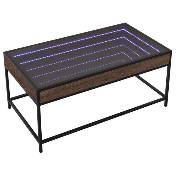 vidaXL Table basse avec LED Infinity ch&ecirc;ne marron 90x50x41 cm