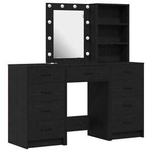 vidaXL Table de Toilette 3 pc Noir 40 x 41 x 135 cm Bois d'ing&eacute;nierie