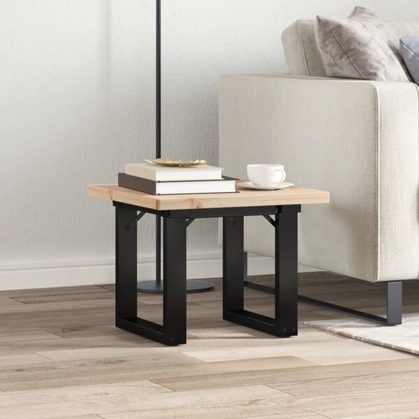 vidaXL Table basse cadre en O 50x50x35,5cm bois de pin massif et acier