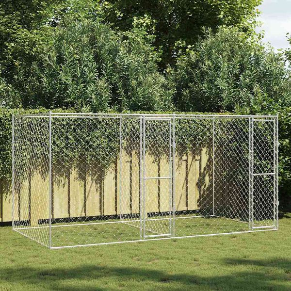 vidaXL Cage pour chien Argent&eacute; 400 x 200 x 200 cm Acier galvanis&eacute;