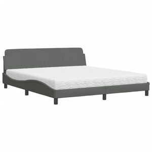 vidaXL Lit avec matelas Dover gris fonc&eacute; 180x200 cm tissu