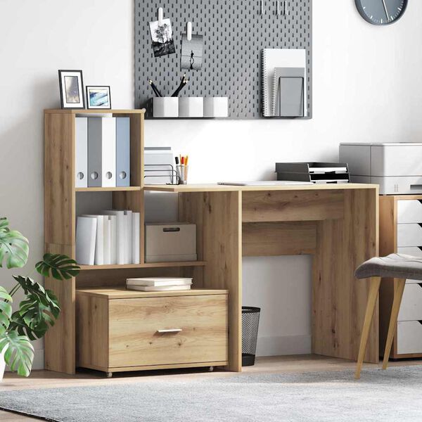 vidaXL Bureau Chêne artisanal 131,5 x 50 x 106,5 cm Bois d'ingénierie