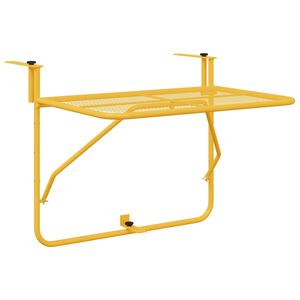 vidaXL Table Suspendue de Balcon Moutarde 60 x 39 x 65 cm Acier