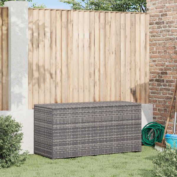 vidaXL Bo&icirc;te de rangement de jardin gris 120x50x60 cm r&eacute;sine tress&eacute;e