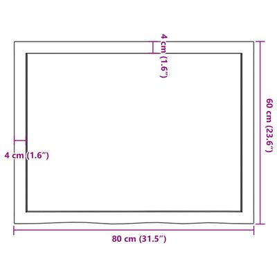 vidaXL Dessus de table 80x60x(2-6) cm bois de chêne massif non traité