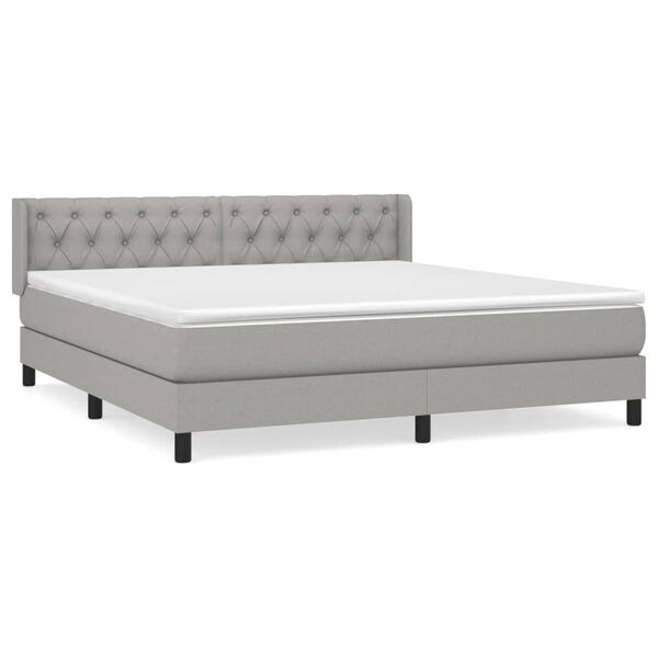 vidaXL Sommier &agrave; lattes de lit avec matelas Gris clair 160x200cm Tissu