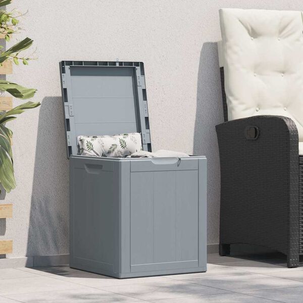 vidaXL Bo&icirc;te de rangement de jardin 90 L Gris PP aspect bois