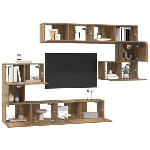 vidaXL Ensemble meuble TV 8 pcs Ch&ecirc;ne artisanal Bois d'ing&eacute;nierie
