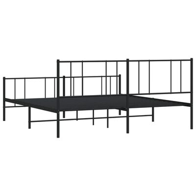 vidaXL Cadre de lit métal sans matelas avec pied de lit noir 183x213cm