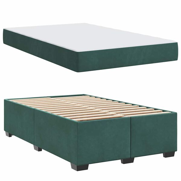 vidaXL Cadre de lit avec matelas Vert fonc&eacute; 120 x 200 cm tissu