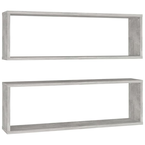 vidaXL &Eacute;tag&egrave;res cube murales 2 pcs gris b&eacute;ton bois d'ing&eacute;nierie