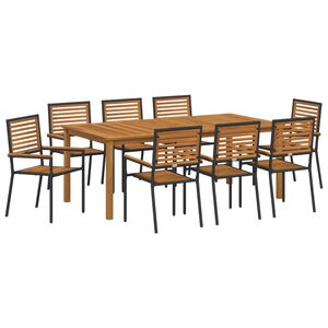 vidaXL Ensemble de salle &agrave; manger pour jardin 9 pc Noir