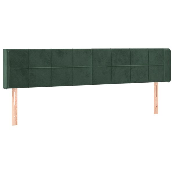vidaXL T&ecirc;te de lit &agrave; LED Vert fonc&eacute; 183x16x78/88 cm Velours