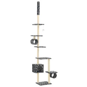vidaXL Arbre &agrave; chat avec griffoirs en sisal 260 cm Gris Motif pattes