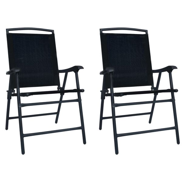 vidaXL Chaises de jardin pliables lot de 2 Textil&egrave;ne Noir