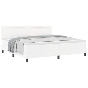 vidaXL Lit &agrave; ressorts avec matelas Blanc 200 x 200 cm Simili cuir