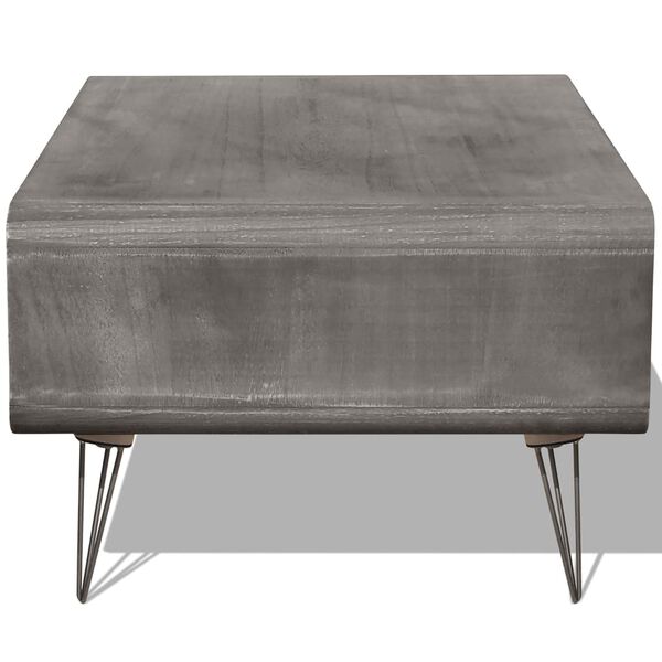 vidaXL Table basse 90x55,5x38,5 cm Bois solide de Paulownia Gris