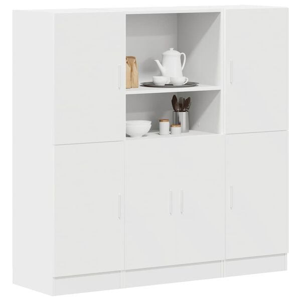 vidaXL Ensemble d'armoires de cuisine 3 pcs blanc bois d'ing&eacute;nierie
