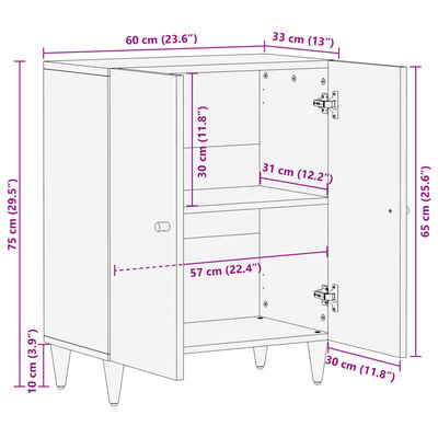 vidaXL Armoire latérale 60x33x75 cm bois massif de manguier