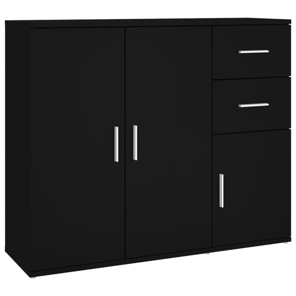 vidaXL Buffet Noir 91x29,5x75 cm Bois d'ingénierie