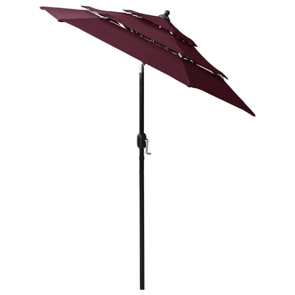 vidaXL Parasol de jardin &agrave; 3 niveaux m&acirc;t en aluminium rouge bordeaux