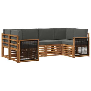vidaXL Ensemble de canap&eacute; d'angle 5 pcs Naturel et Anthracite