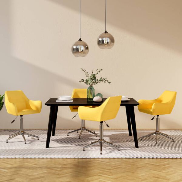 vidaXL Chaises pivotantes &agrave; manger lot de 4 jaune tissu
